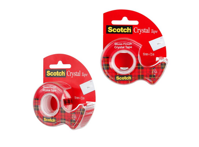 Клейкая лента канцелярская Scotch Crystal прозрачная 19 мм х 7.5 м (с диспенсером)